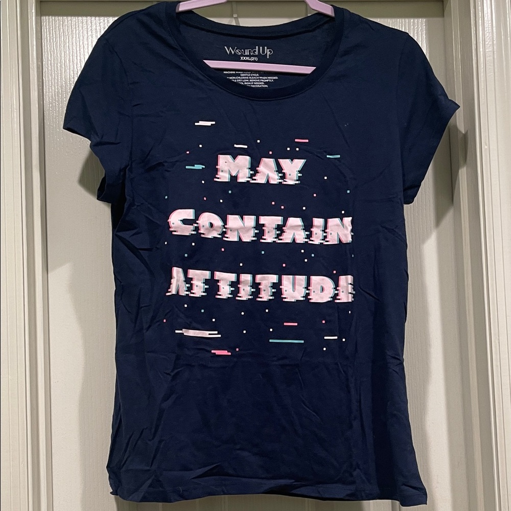 Navy Graphic Tee with Attitude Print